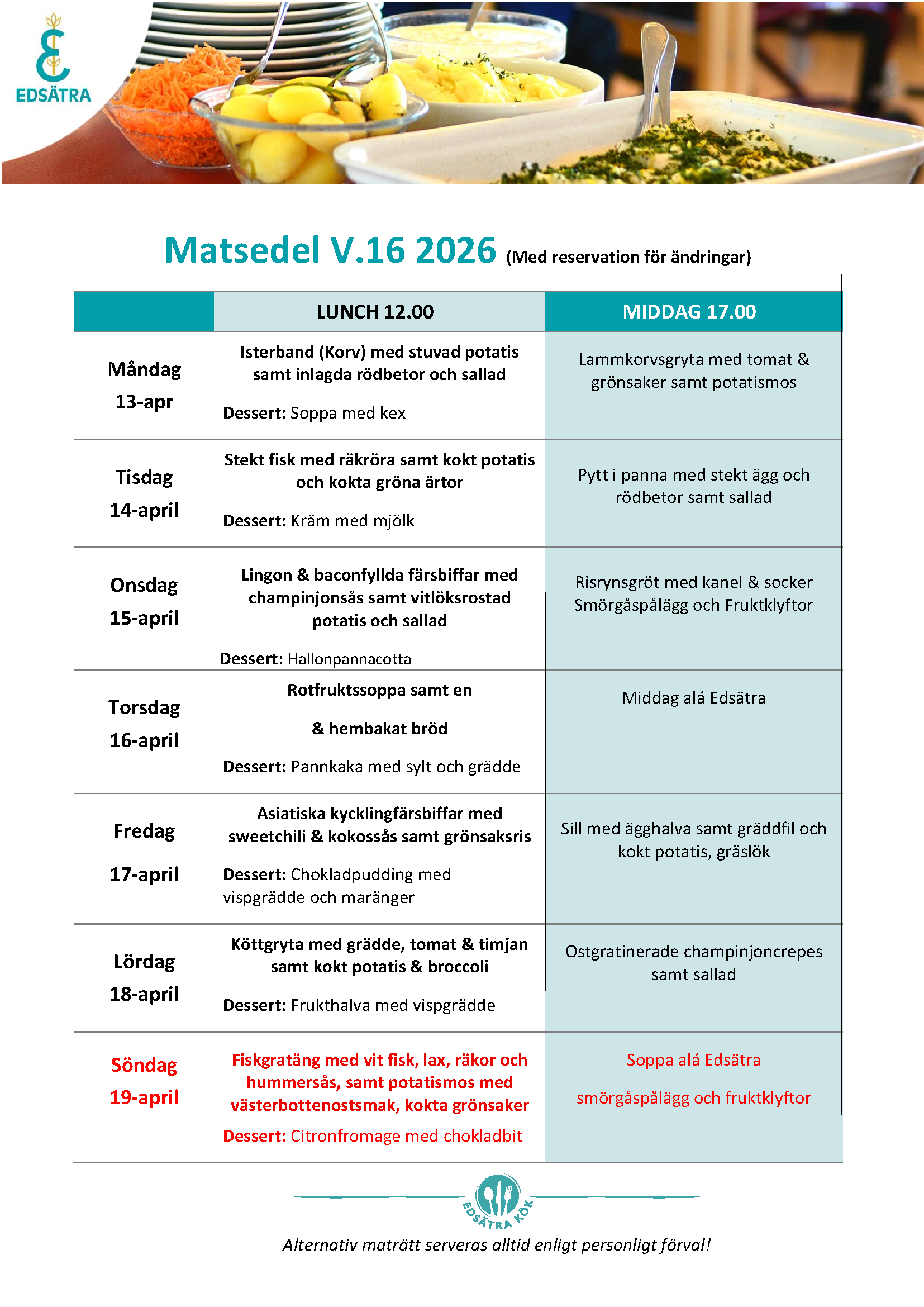 Matsedel v.16 2026 PNG