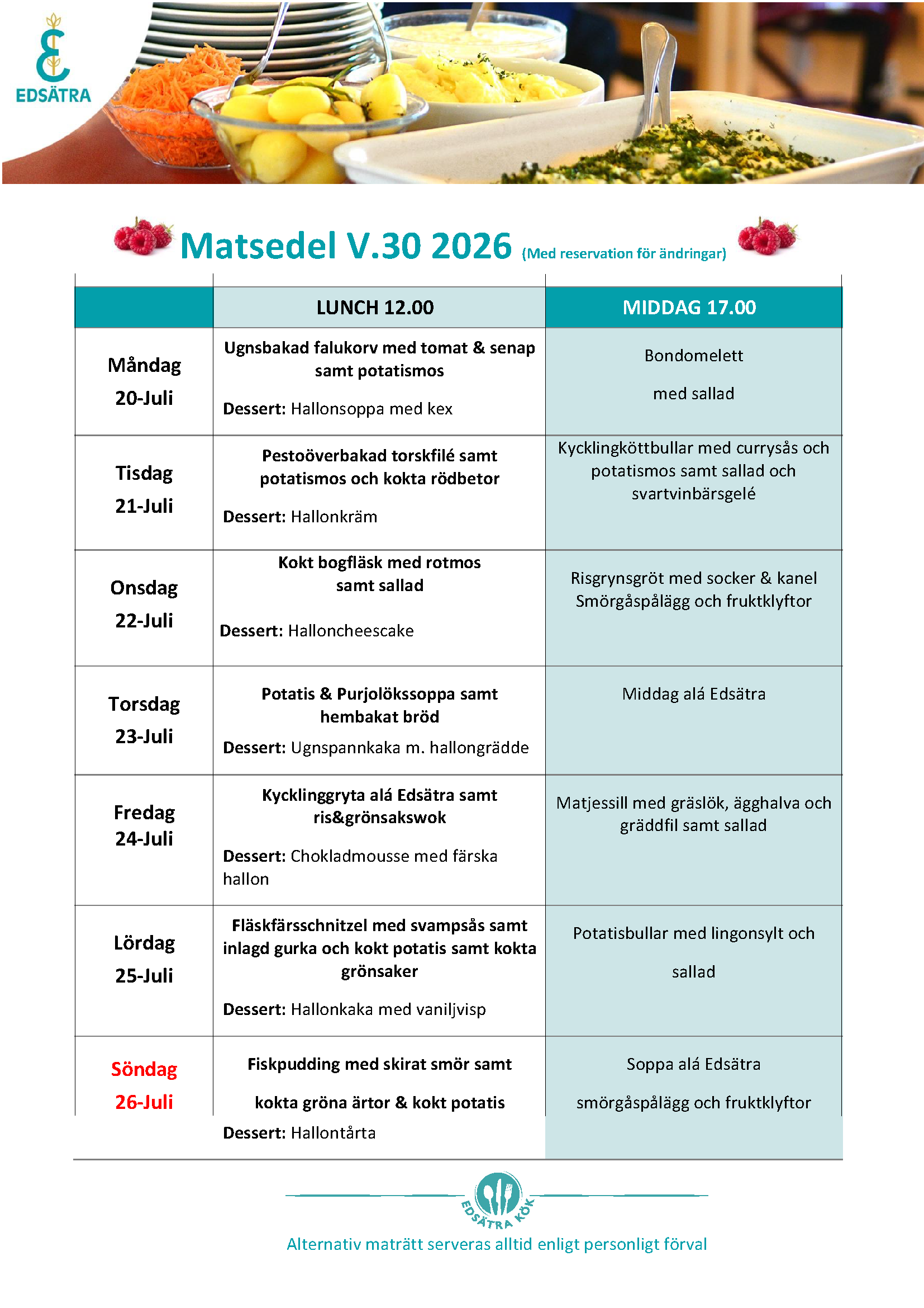 Matsedel v.30 2026 PNG