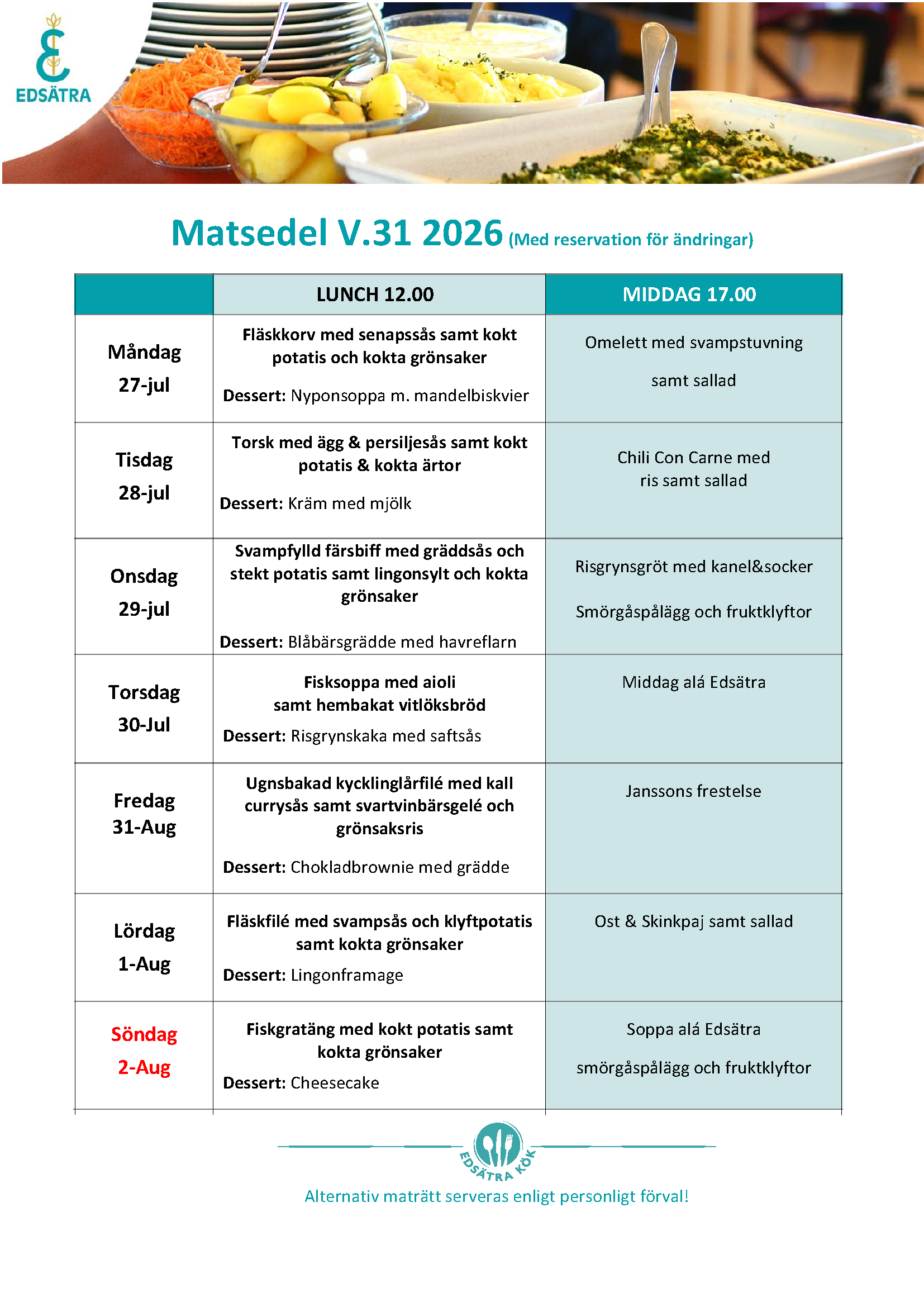 Matsedel v.31 2026 PNG