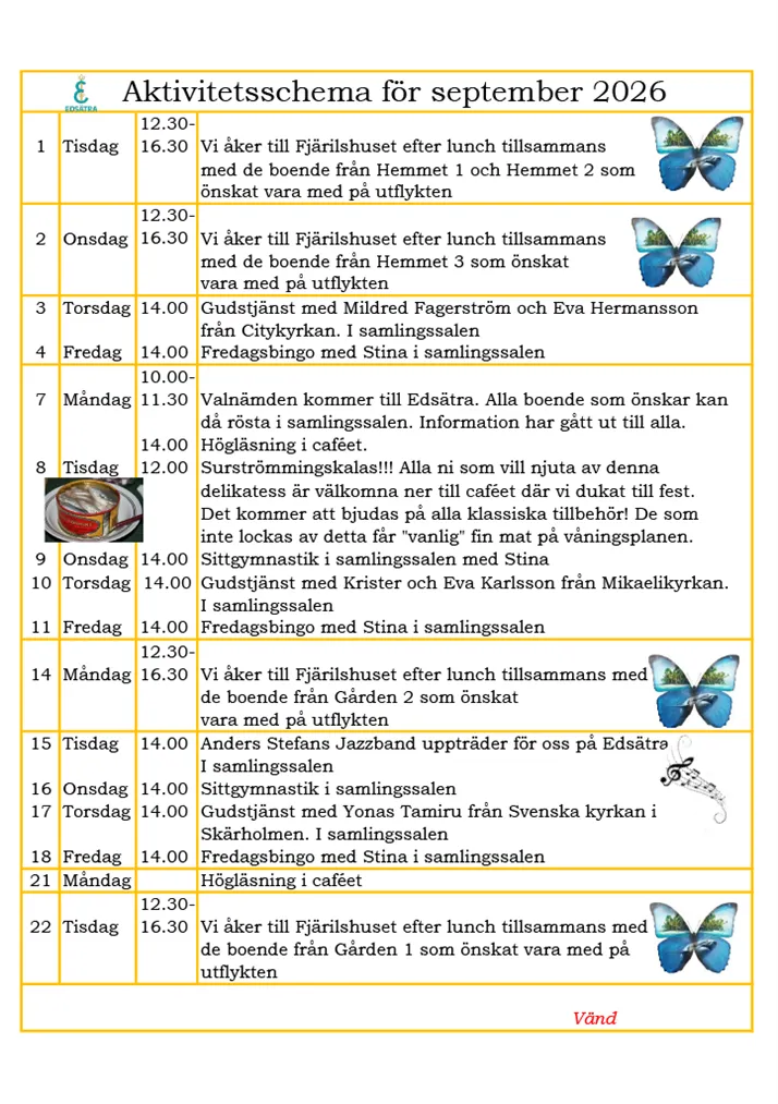 Aktivitetsschema för september 2026 del 1