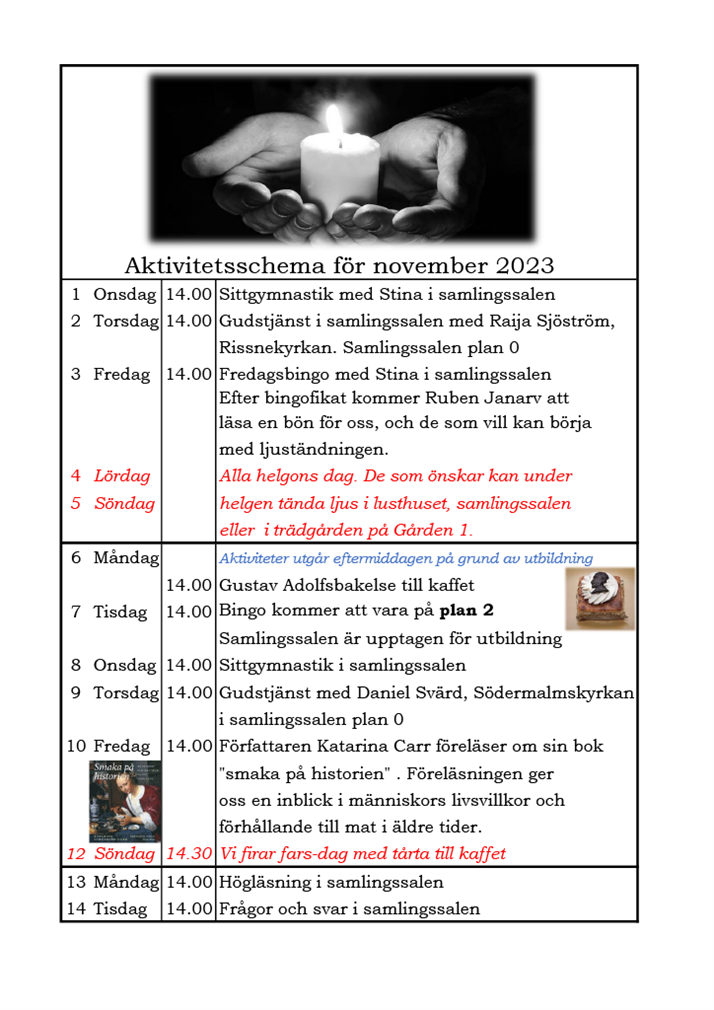 Aktiviteter november 2023 del 1