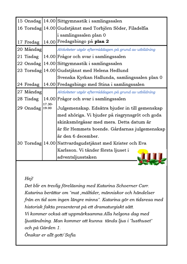 Aktiviteter november 2023 del 2